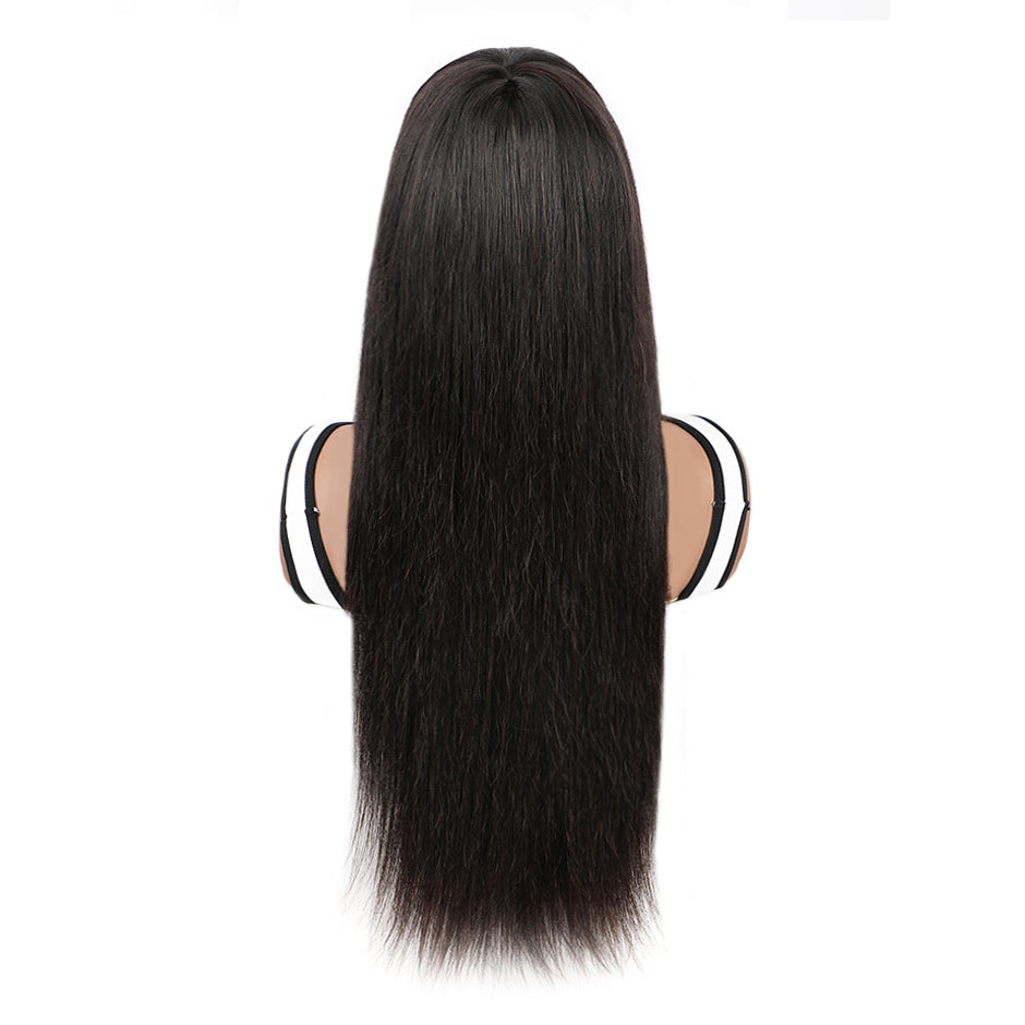 FORGIRLFOREVER Straight Wig With Bangs 180% Density Human Hair No Lace Wigs For Black Women