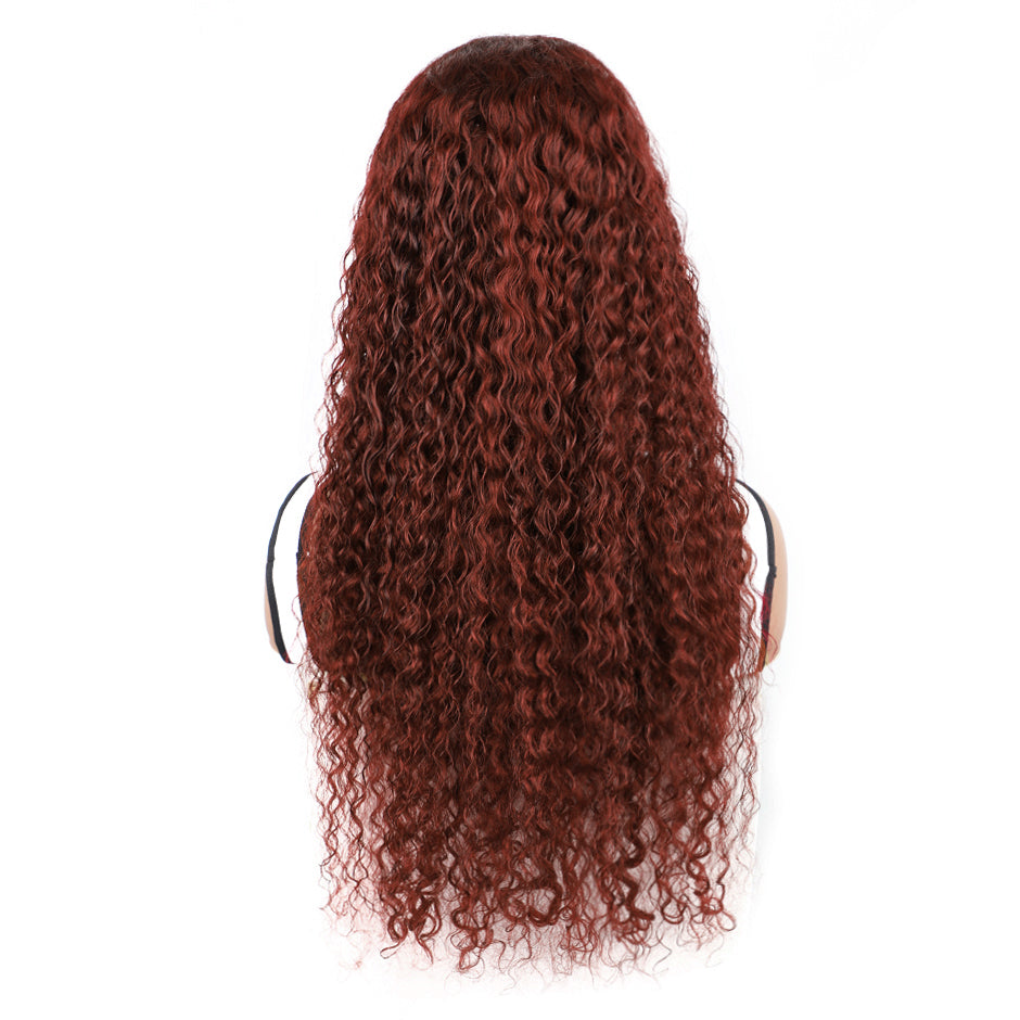 FORGIRLFOREVER #33 Reddish Brown Water Wave Wig Preplucked 13x4 Human Hair Lace Frontal Wig