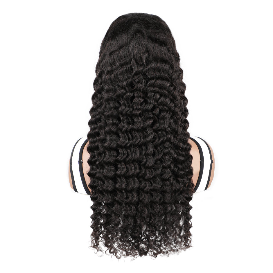 FORGIRLFOREVER Deep Wave Human Hair Wigs 9x6 Wear Go Glueless Wig Pre-plucked Deep Curly Lace Frontal Wig
