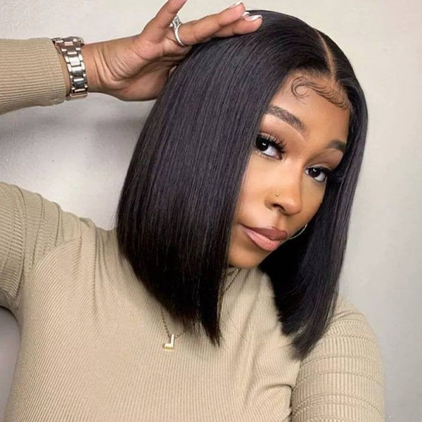 FORGIRLFOREVER Pre-bleached knots Straight Bob Wig 13x4 Lace Front Human Hair Wigs With Baby Hair