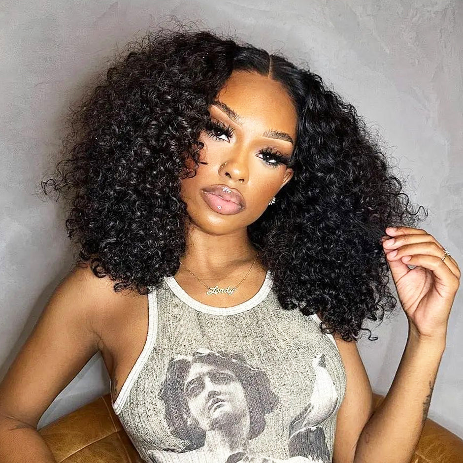 FORGIRLFOREVER 9X6 Kinky Curly Wear Go Glueless Wig 5 Seconds Quick Install Pre-Cut Human Hair Wig Beginner Friendly