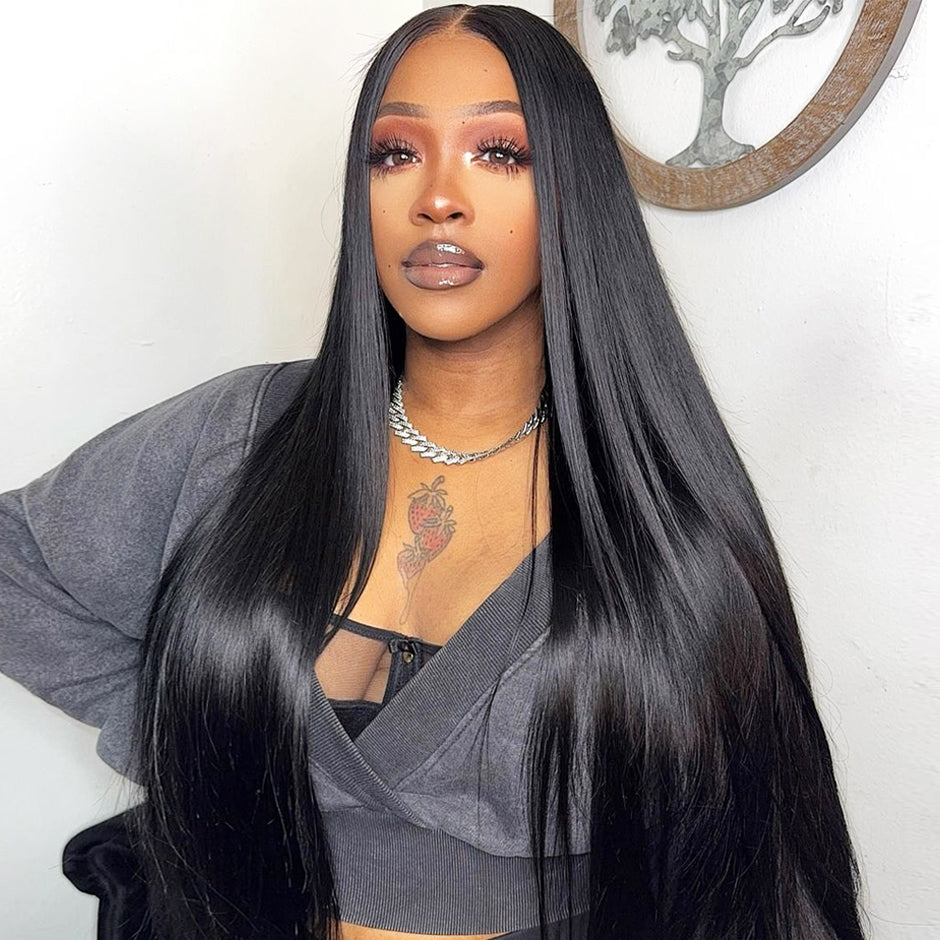 FORGIRLFOREVER 9X6 Wear Go Glueless Wig 5 Seconds Quick Install Straight Wig Pre-Cut Human Hair Wig Beginner Friendly