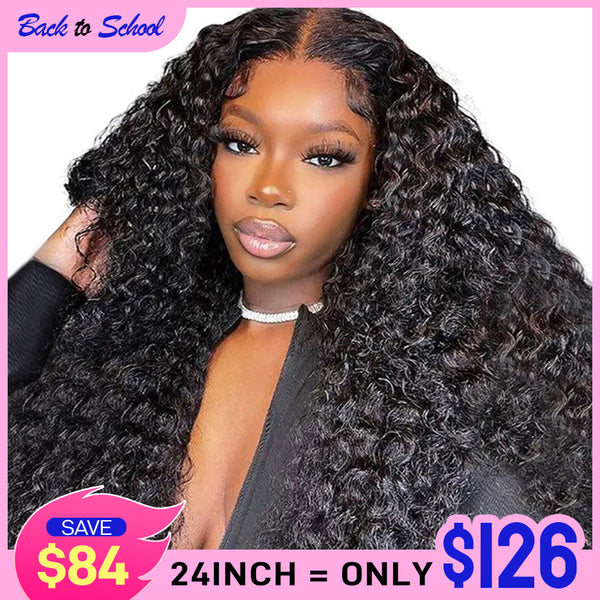 FORGIRLFOREVER 13x4 Kinky Curly Lace Frontal Wig Pre-plucked Lace Front Human Hair Wigs