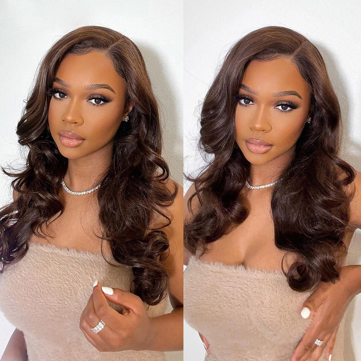 FORGIRLFOREVER #4 Chocolate Brown Body Wave Wig Natural Hairline 13x4 Lace Frontal Human Hair Wigs
