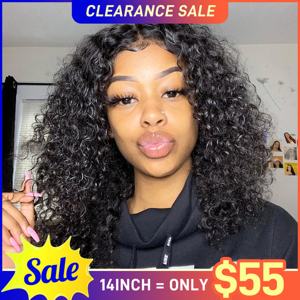 [CLEARANCE SALE] FORGIRLFOREVER V Part Wig Short Bob Wig Water Wave Human Hair Wig No Leave Out Thin Part Wigs For Women No Lace Wig