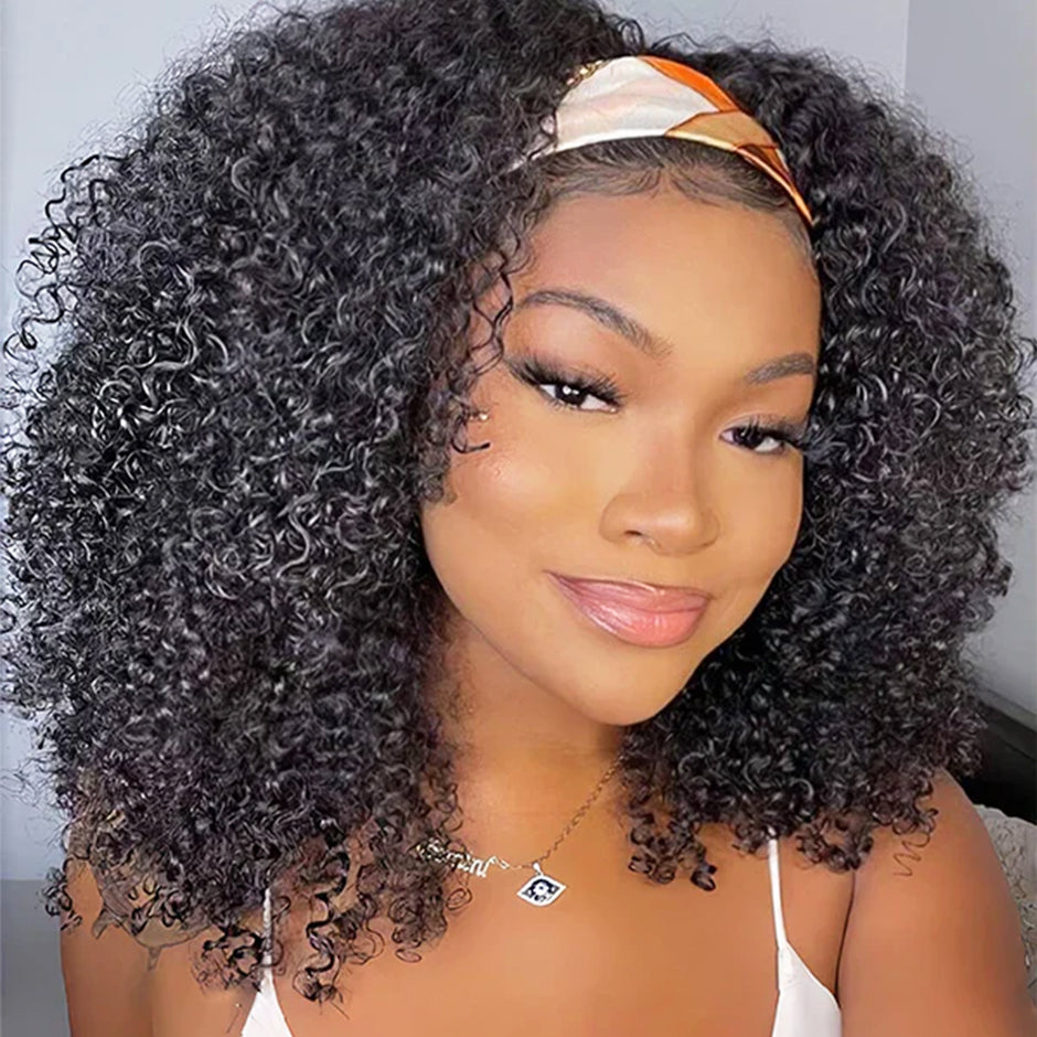 FORGIRLFOREVER Kinky Curly Half Wig New Upgrade No Lace No Glue Human Hair Wigs 180% Density Beginner Friendly Wig