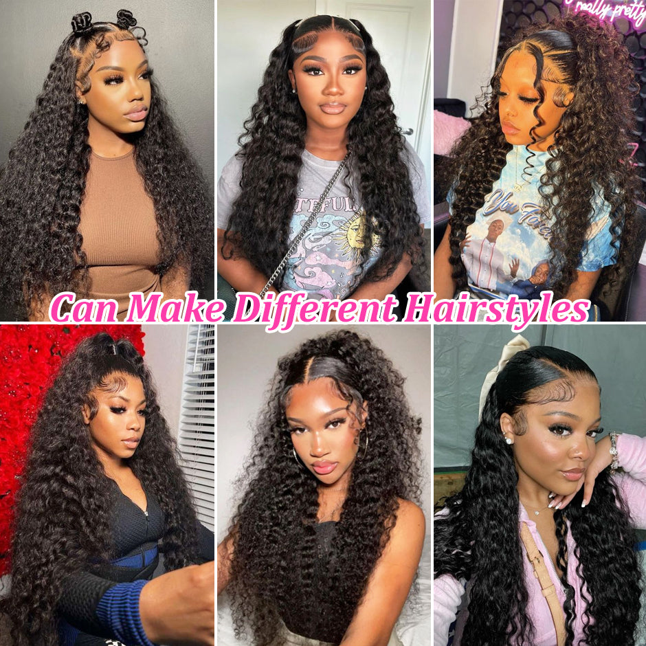 【Black Friday Sale】FORGIRLFOREVER 13x6 Water Wave Lace Frontal Wig With Baby Hair Preplucked Human Hair Wigs