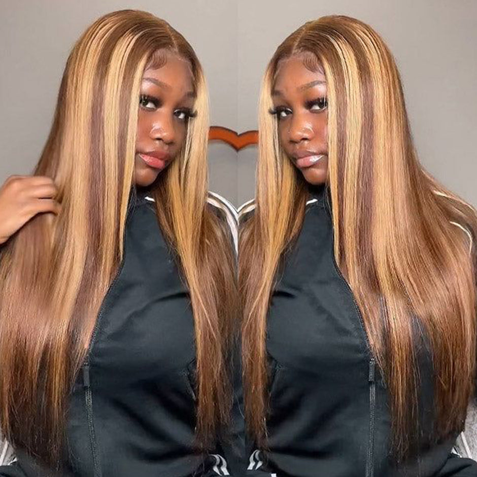 FORGIRLFOREVER 4/27 Straight Highlight Wig 6x4 Pre-Cut Wear Go Glueless Wig Beginner Friendly