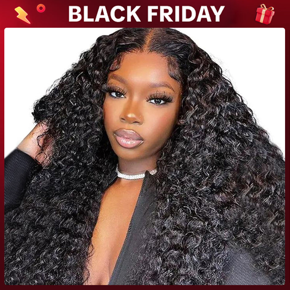 FORGIRLFOREVER 13x4 Kinky Curly Lace Frontal Wig Pre-plucked Lace Front Human Hair Wigs