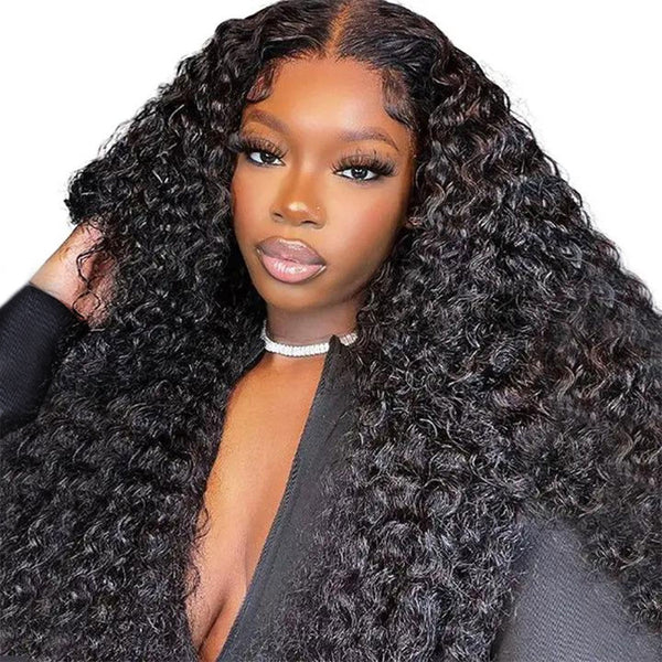 FORGIRLFOREVER 13x4 Kinky Curly Lace Frontal Wig Pre-plucked Lace Front Human Hair Wigs