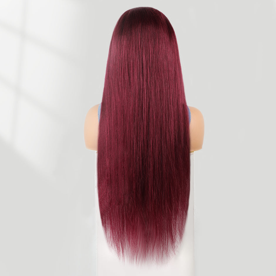 [CLEARANCE SALE] FORGIRLFOREVER 99J Burgundy Straight Wig 6x4 Wear Go Glueless Wig Pre-Plucked Pre-Cut Human Hair Wigs For Women