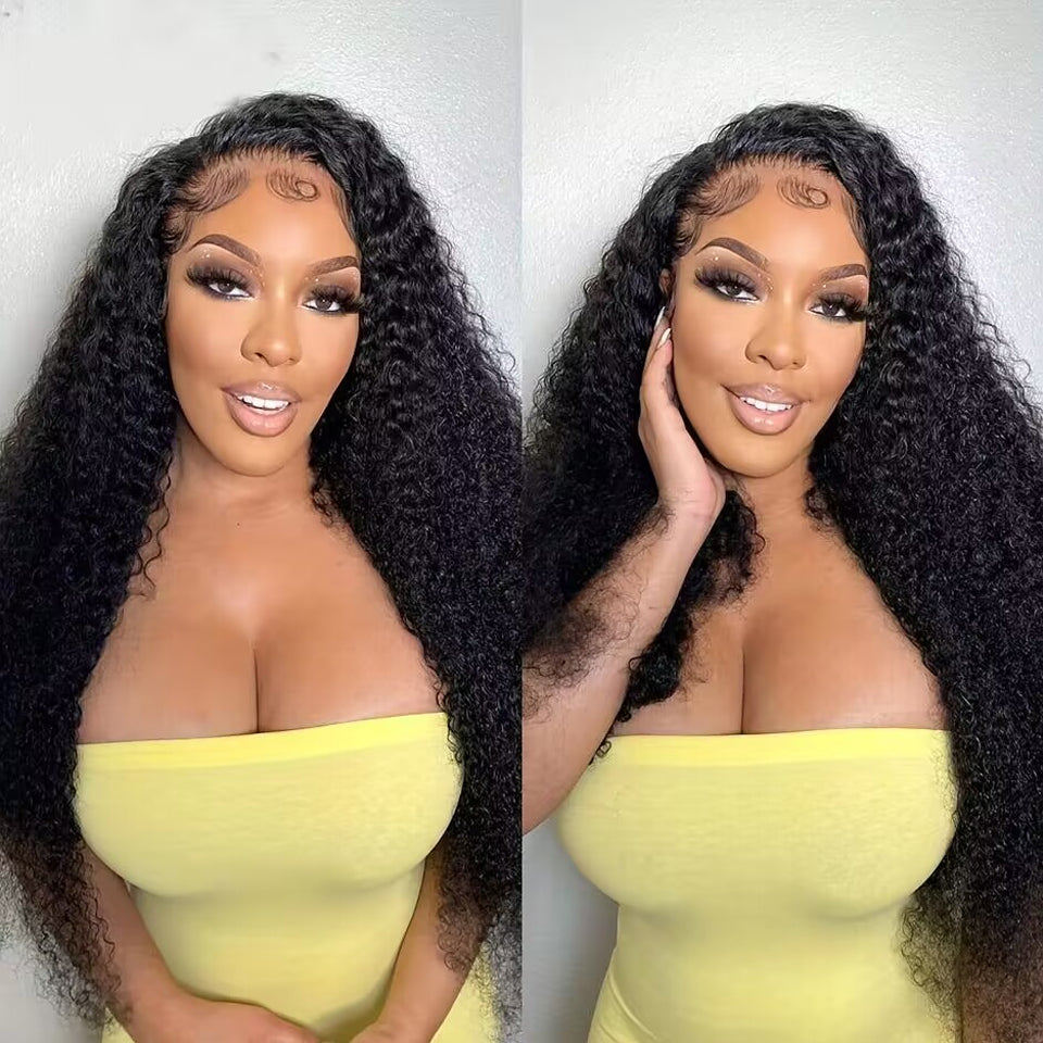FORGIRLFOREVER Kinky Curly Wig 13x6 Lace Frontal Wig Natural Color Human Hair Wigs