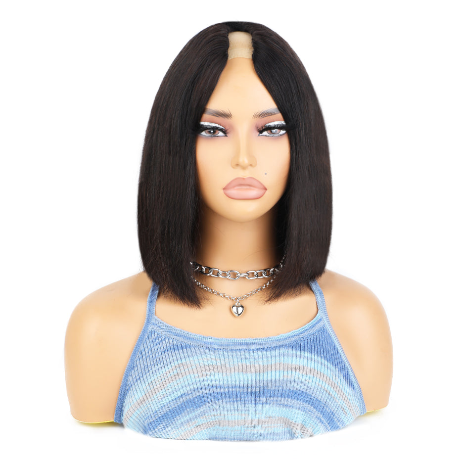 [CLEARANCE SALE] FORGIRLFOREVER V Part Bob Wig 180% Density Straight Wig No Leave Out Human Hair Wigs No Lace Wig