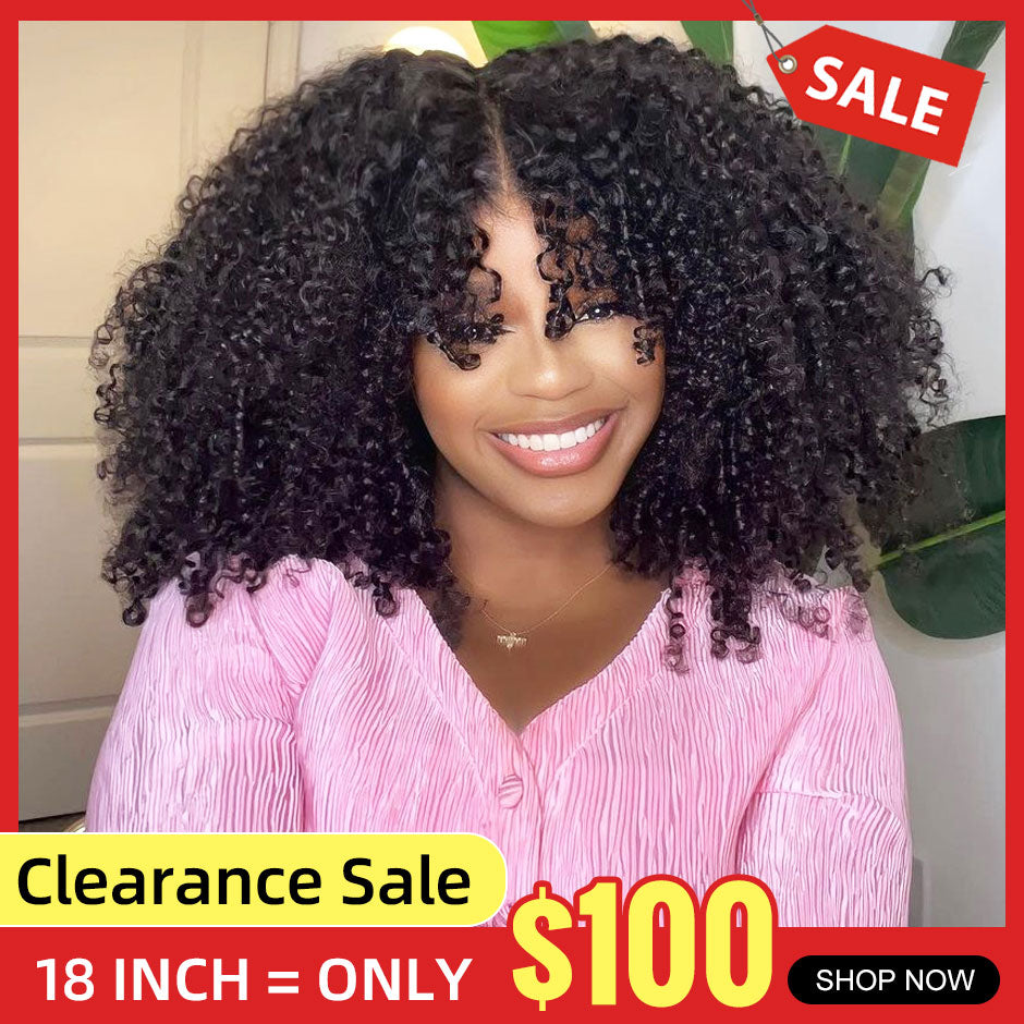 【Clearance Sale】 FORGIRLFOREVER 6x4 Wear Go Glueless Wig 5 Seconds Quick Install Pre-Cut HD Lace Kinky Curly Human Hair Wig Beginner Friendly