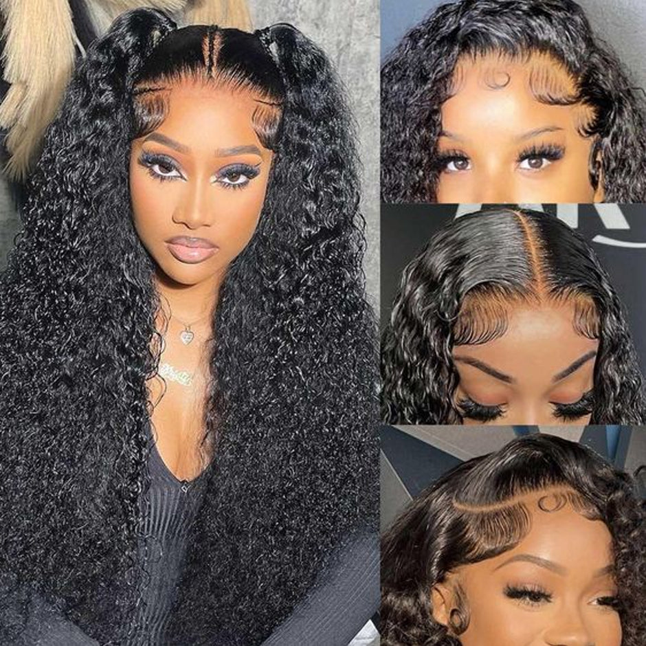 【Black Friday Sale】FORGIRLFOREVER 13x4 Kinky Curly Lace Frontal Wig Pre-plucked Lace Front Human Hair Wigs