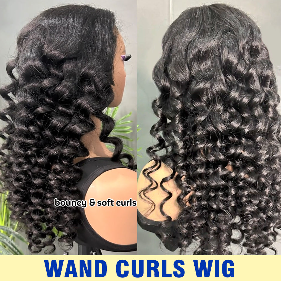 FORGIRLFOREVER Wand Curls Glueless Wig 6x4 Pre-Cut Wear Go Wig Pre-plucked Human Hair Wigs
