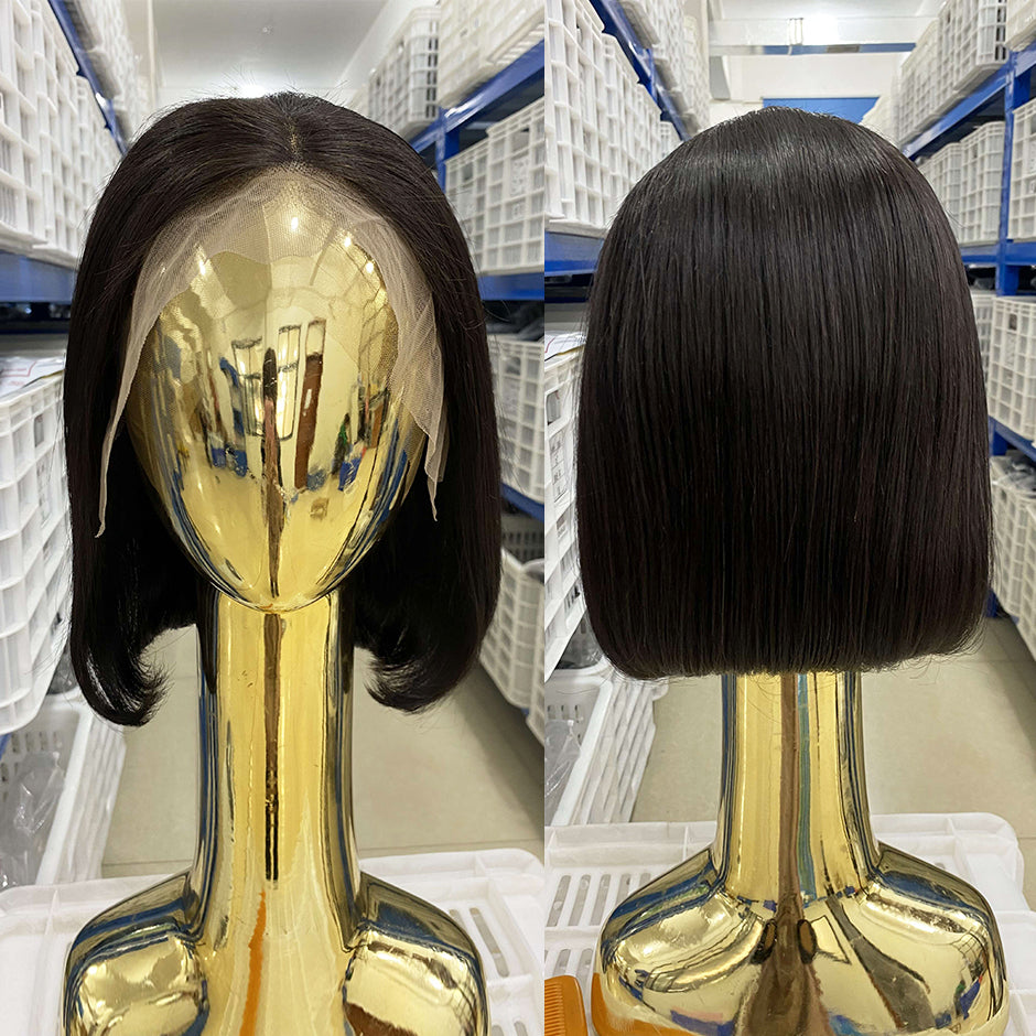 FORGIRLFOREVER Pre-bleached knots Straight Bob Wig 13x4 Lace Front Human Hair Wigs With Baby Hair