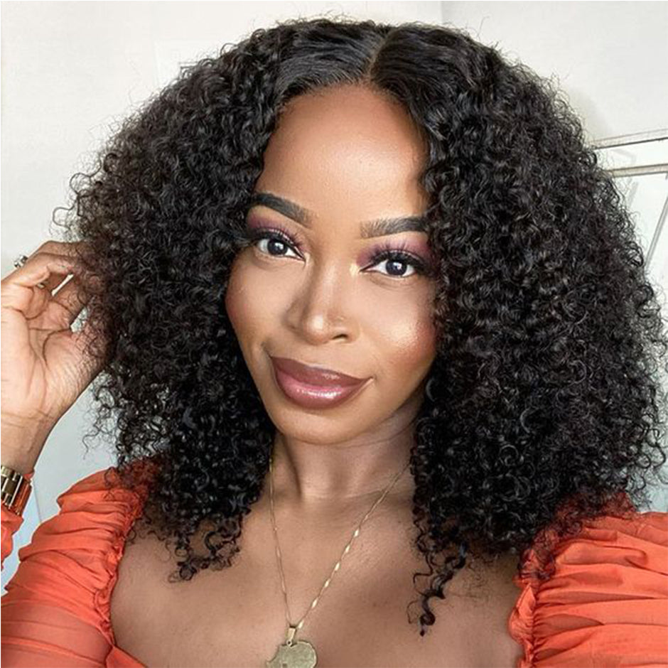 [CLEARANCE SALE] FORGIRLFOREVER 13x4 Kinky Curly Lace Frontal Wig Pre-plucked Lace Front Human Hair Wigs