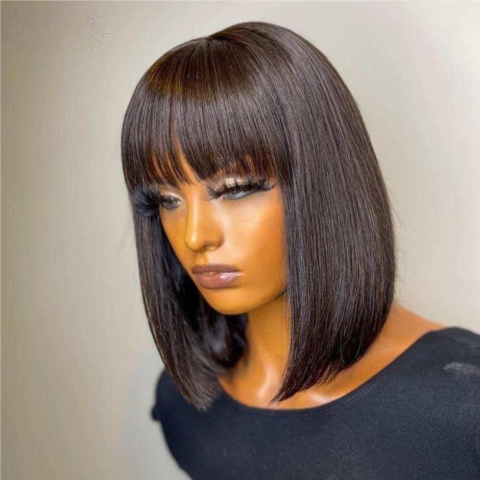 FORGIRLFOREVER Straight Bob With Bang New Fashion 12inch Bang Bob Wig