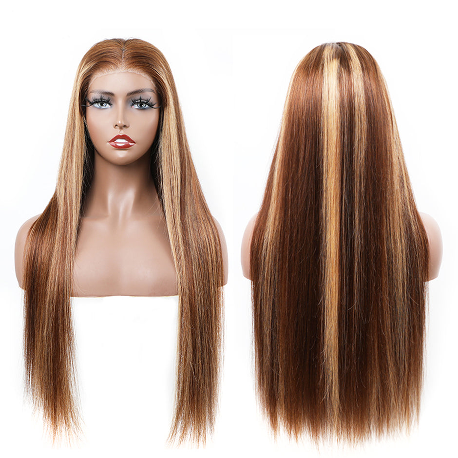 FORGIRLFOREVER 4/27 Straight Highlight Wig 6x4 Pre-Cut Wear Go Glueless Wig Beginner Friendly