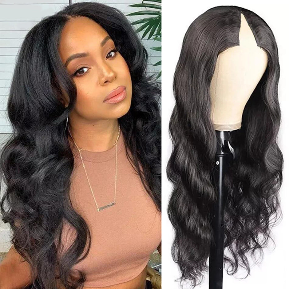 FORGIRLFOREVER V Part Wig 180% Density Body Wave Human Hair Wigs For Black Women No Lace No Leave Out Wig