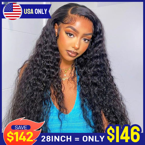FORGIRLFOREVER Bleached Knots 13x6 Water Wave Lace Frontal Wig With Baby Hair Preplucked Nature Wave Human Hair Wigs
