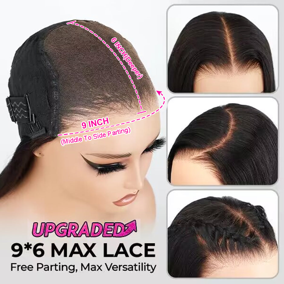 FORGIRLFOREVER Deep Wave Human Hair Wigs 9x6 Wear Go Glueless Wig Pre-plucked Deep Curly Lace Frontal Wig