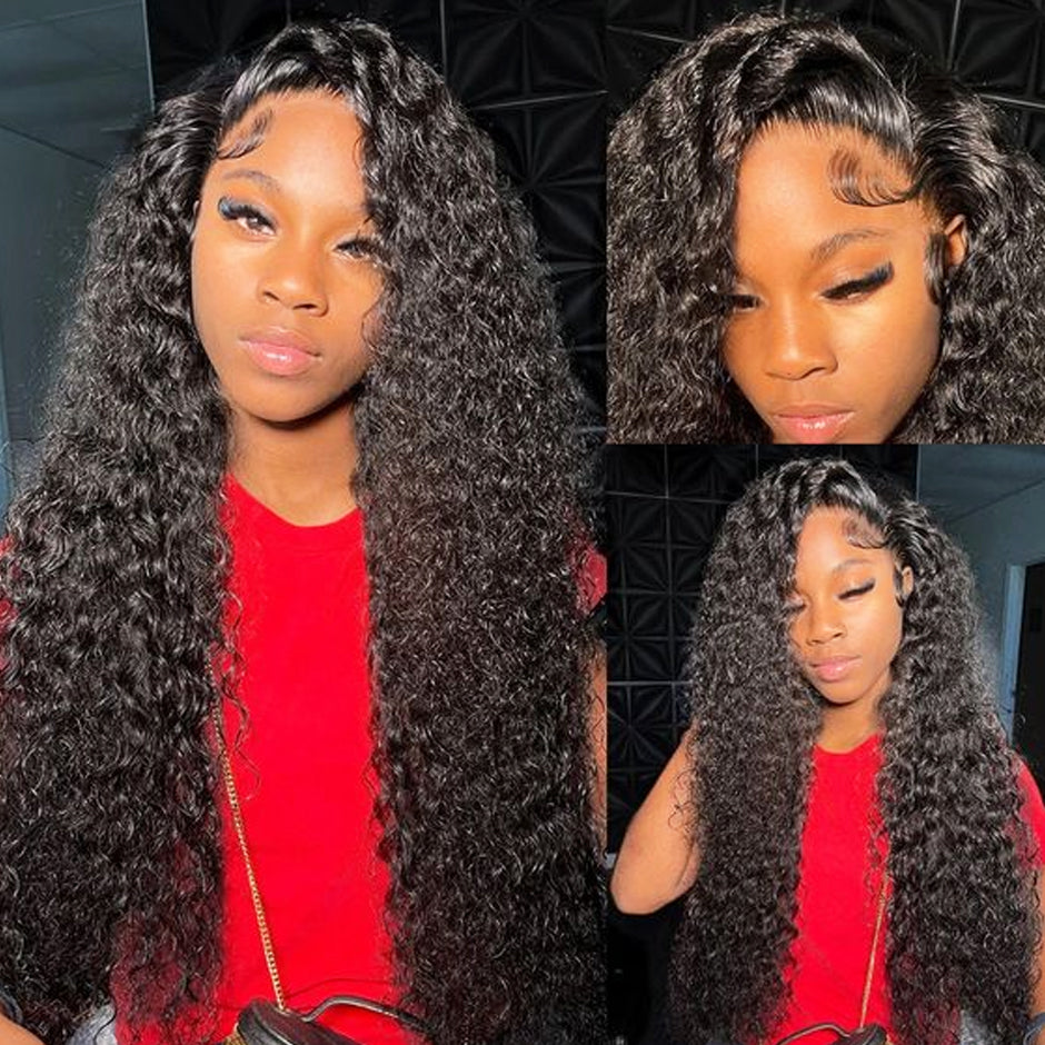 【Black Friday Sale】FORGIRLFOREVER 13x4 Kinky Curly Lace Frontal Wig Pre-plucked Lace Front Human Hair Wigs