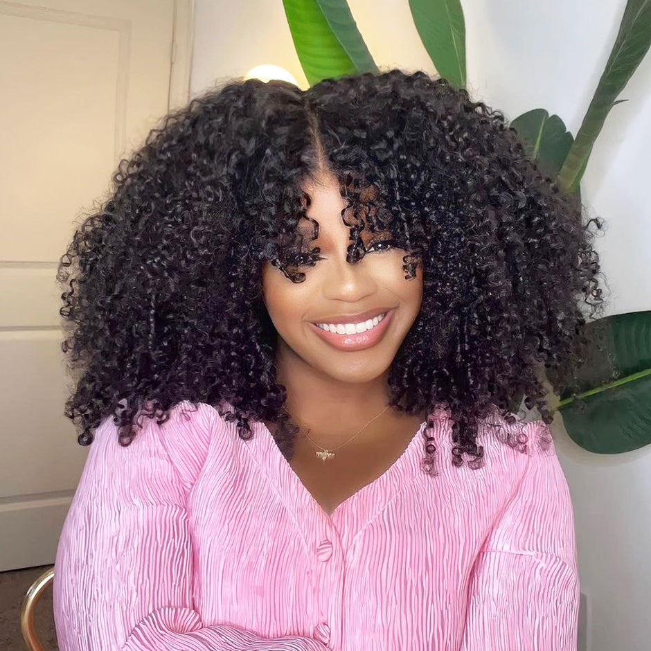 FORGIRLFOREVER 7x5 Bleached Knots Wear Go Glueless Wig 5 Seconds Quick Install Pre-Cut HD Lace Kinky Curly Human Hair Wig Beginner Friendly
