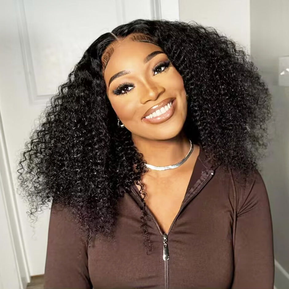 FORGIRLFOREVER 6x4 Kinky Curly Wear Go Glueless Wig 5 Seconds Quick Install Pre-Cut Human Hair Wig