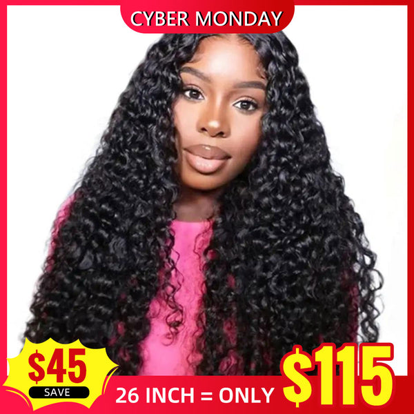 【Black Friday Sale】FORGIRLFOREVER 13x6 Water Wave Lace Frontal Wig With Baby Hair Preplucked Human Hair Wigs