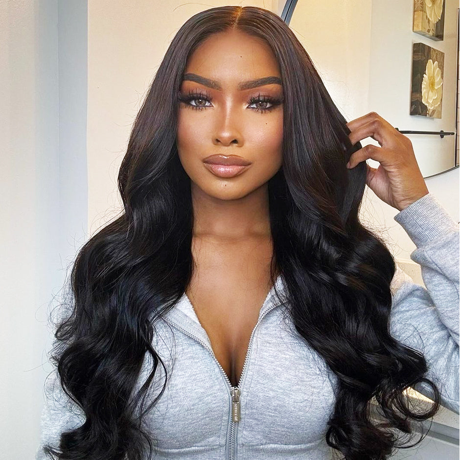 FORGIRLFOREVER 13x6 Body Wave Lace Frontal Wig Pre-Plucked Ocean Body Wave Human Hair Wigs