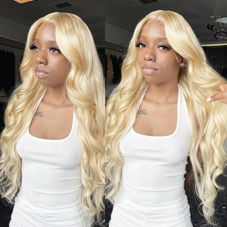 FORGIRLFOREVER 613 Blonde Wig 13x4 Body Wave Human Hair Wig HD Lace Frontal Wig