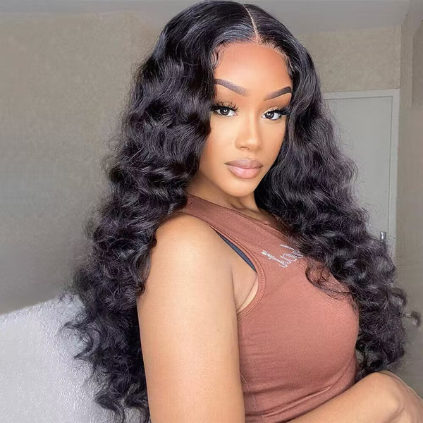 FORGIRLFOREVER Wand Curls Glueless Wig 7x5 Pre-Cut Wear Go Wig Pre-plucked Human Hair Wigs