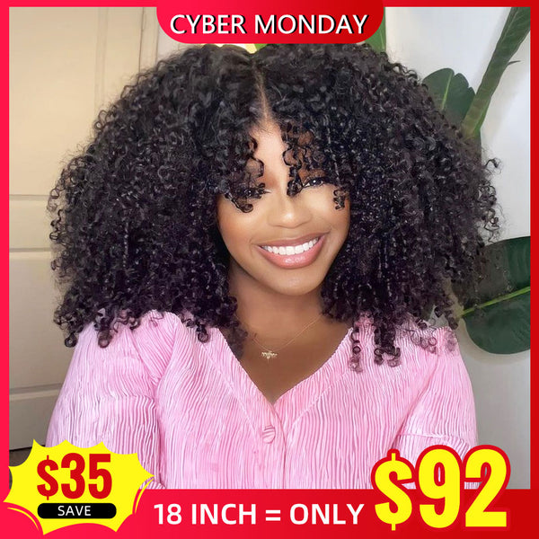 【Black Friday Sale】 FREE UPGRADE FORGIRLFOREVER 9x6 Wear Go Glueless Wig 5 Seconds Quick Install Pre-Cut Kinky Curly Human Hair Wig Beginner Friendly