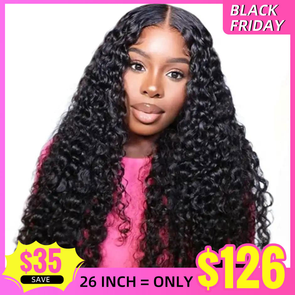 【Black Friday Sale】FORGIRLFOREVER 13x6 Water Wave Lace Frontal Wig With Baby Hair Preplucked Human Hair Wigs