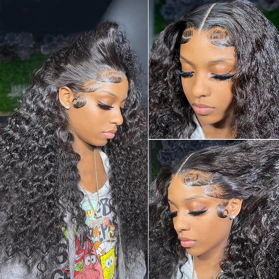 FORGIRLFOREVER 13x6 Water Wave Lace Frontal Wig With Baby Hair Preplucked Human Hair Wigs