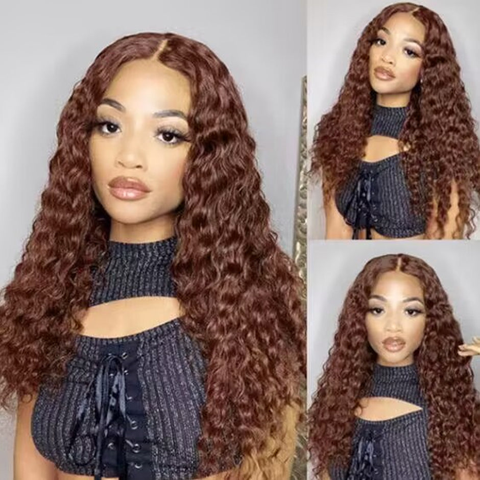 FORGIRLFOREVER #4 Chocolate Brown Water Wave Wig Preplucked 13x4 Human Hair Lace Frontal Wig