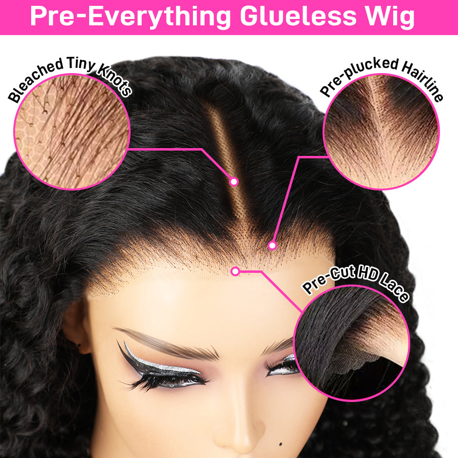 FORGIRLFOREVER Deep Wave Human Hair Wigs 9x6 Wear Go Glueless Wig Pre-plucked Deep Curly Lace Frontal Wig