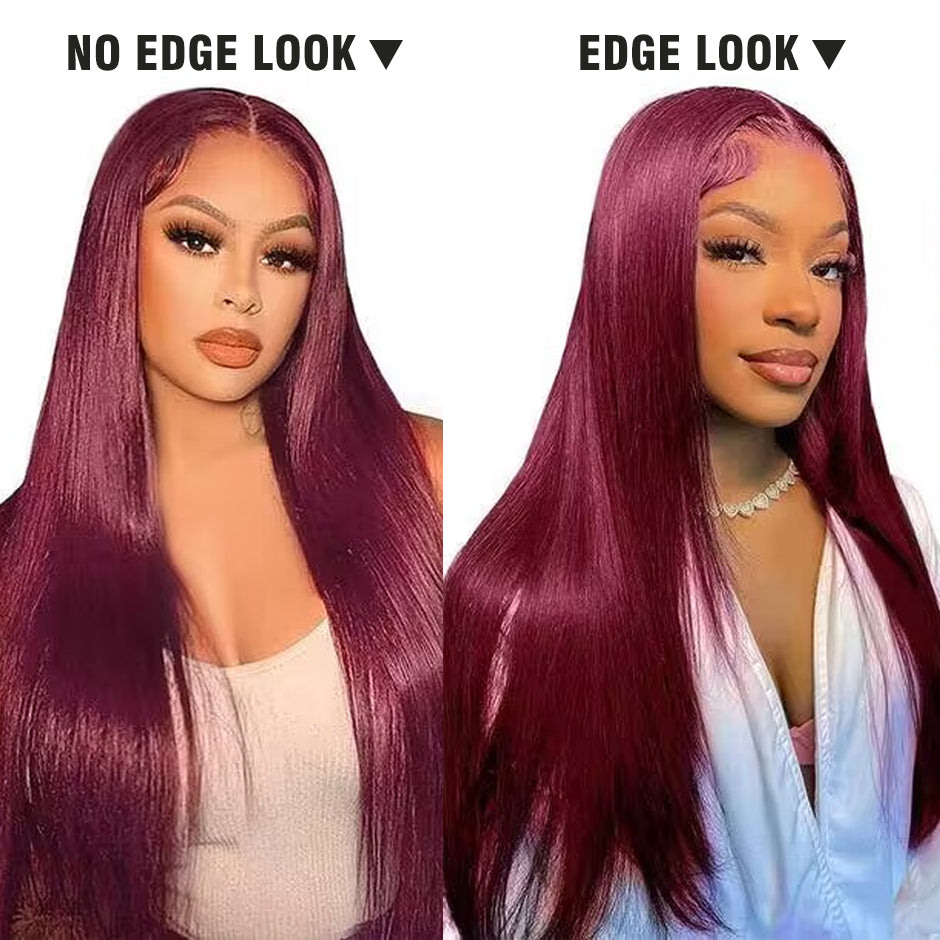 [CLEARANCE SALE] FORGIRLFOREVER 99J Burgundy Straight Wig 6x4 Wear Go Glueless Wig Pre-Plucked Pre-Cut Human Hair Wigs For Women