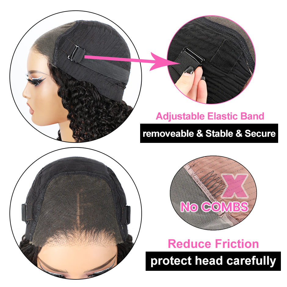 FORGIRLFOREVER 6X4 Wear Go Glueless Wig 5 Seconds Quick Install Pre-Cut Kinky Curly Human Hair Wig Beginner Friendly