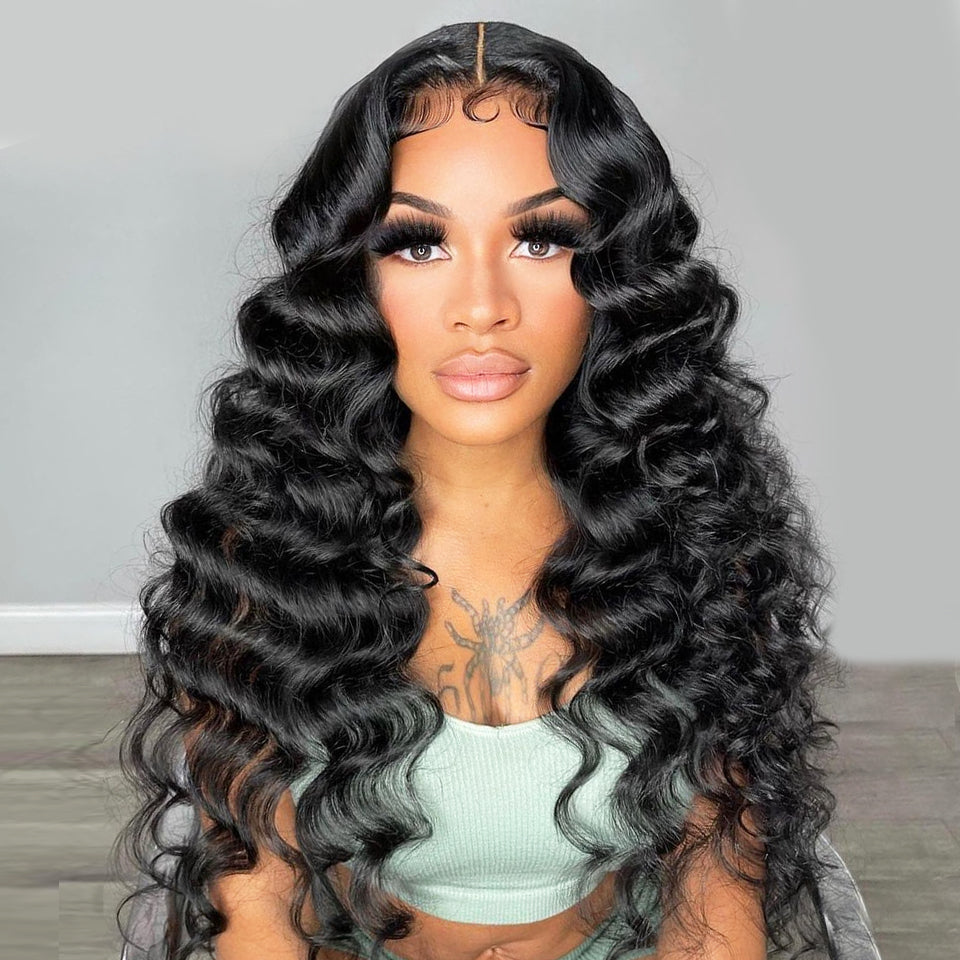 FORGIRLFOREVER Loose Deep Wave Wig 6x4 Pre-Cut Wear Go Glueless Wig No Skills Need 5 Seconds Quick Install Wig