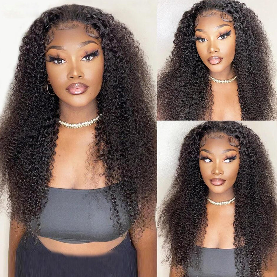 FORGIRLFOREVER Kinky Curly Wig 13x6 Lace Frontal Wig Natural Color Human Hair Wigs