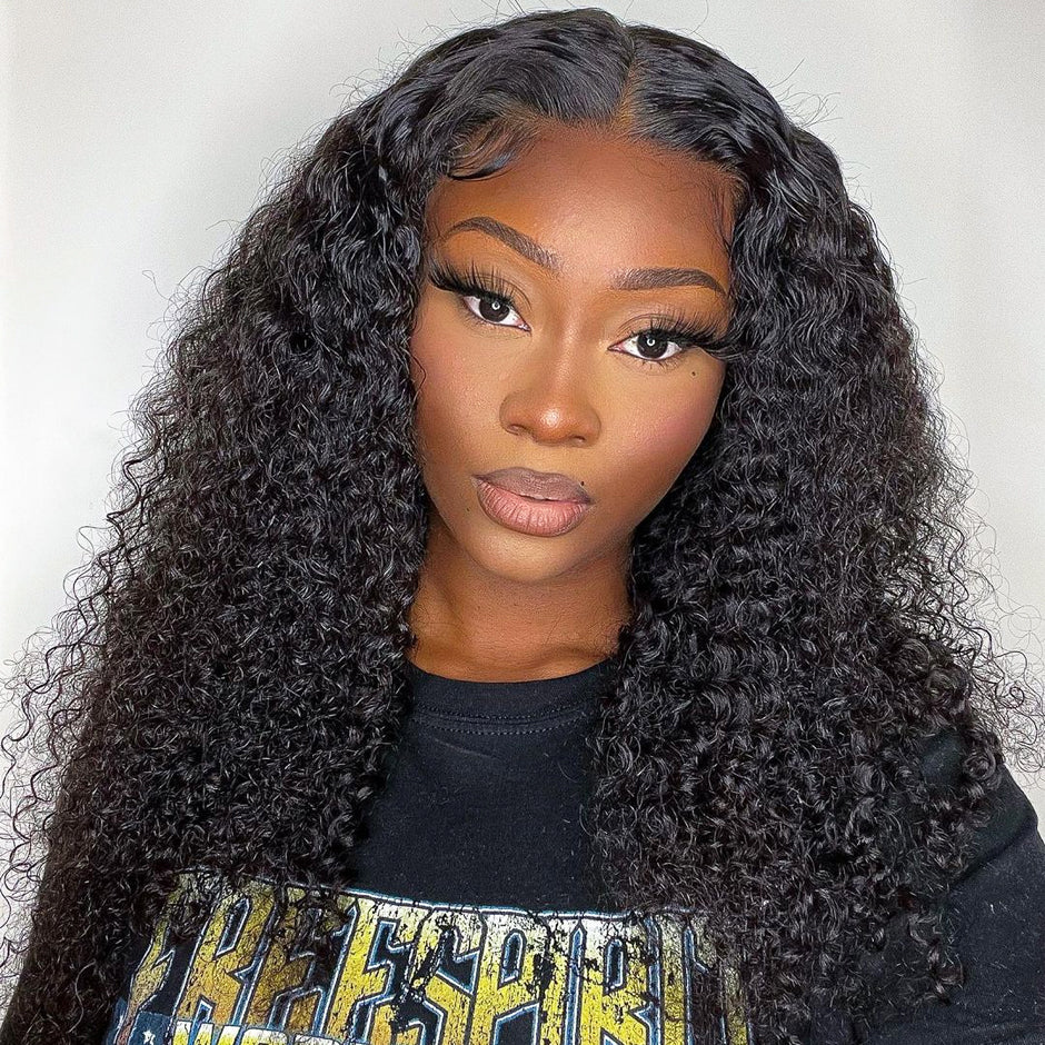 FORGIRLFOREVER Kinky Curly Wear Go Wig Pre-Cut Lace Glueless Human Hair Wig Beginner Friendly