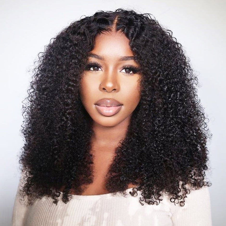 FORGIRLFOREVER 9X6 Kinky Curly Wear Go Glueless Wig 5 Seconds Quick Install Pre-Cut Human Hair Wig Beginner Friendly