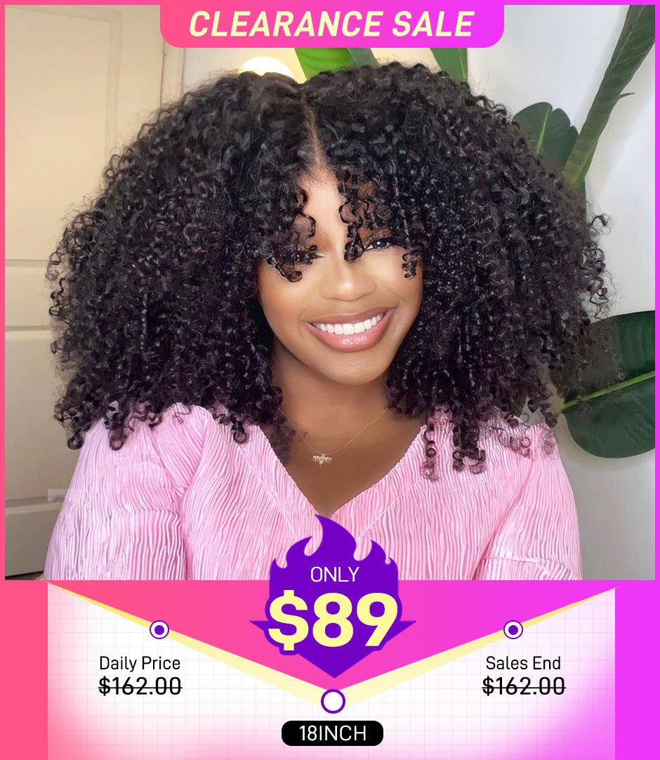 [CLEARANCE SALE] FORGIRLFOREVER 6X4 Wear Go Glueless Wig 5 Seconds Quick Install Pre-Cut Kinky Curly Human Hair Wig Beginner Friendly