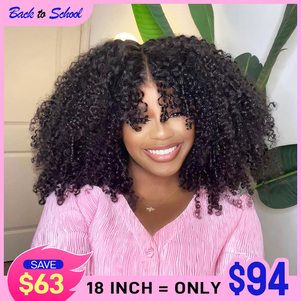FORGIRLFOREVER 7x5 Bleached Knots Wear Go Glueless Wig 5 Seconds Quick Install Pre-Cut HD Lace Kinky Curly Human Hair Wig Beginner Friendly