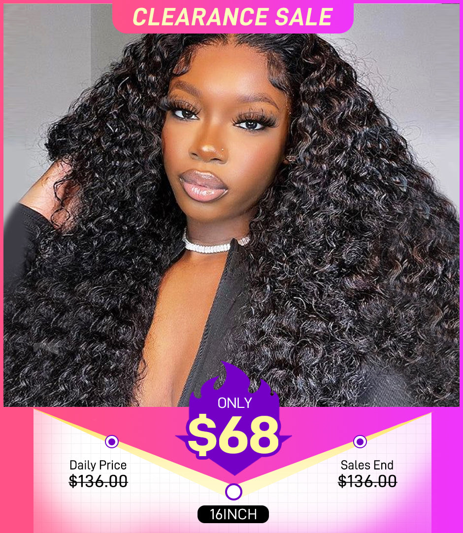 [CLEARANCE SALE] FORGIRLFOREVER 13x4 Kinky Curly Lace Frontal Wig Pre-plucked Lace Front Human Hair Wigs