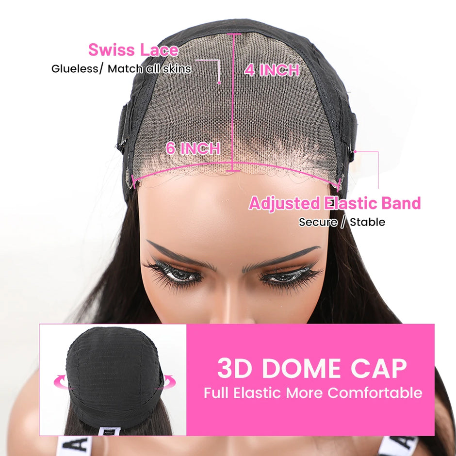 FORGIRLFOREVER Deep Wave Glueless Wig 6x4 Pre Cut Wear Go Wig 5 Seconds Quick Install Wig Beginner Friendly