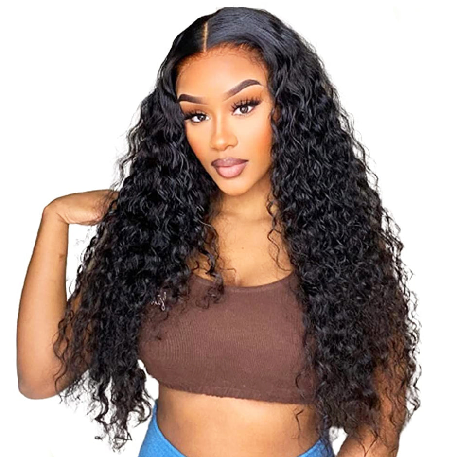 FORGIRLFOREVER Deep Wave Human Hair Wigs 9x6 Wear Go Glueless Wig Pre-plucked Deep Curly Lace Frontal Wig